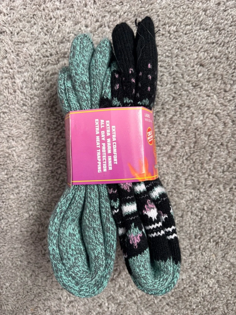 Mudd Black Casual Socks with Mint & Pink Accents